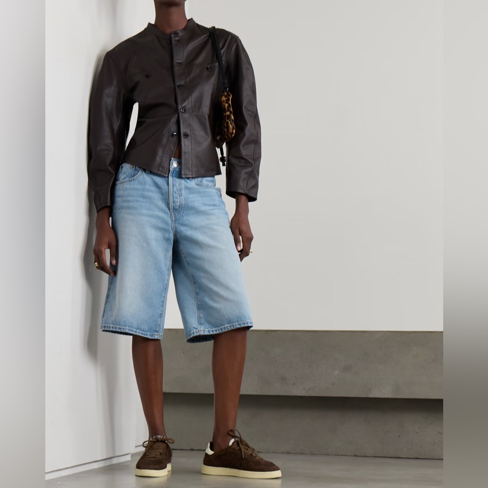 RE/DONE Skater Organic Denim Shorts in Light Denim